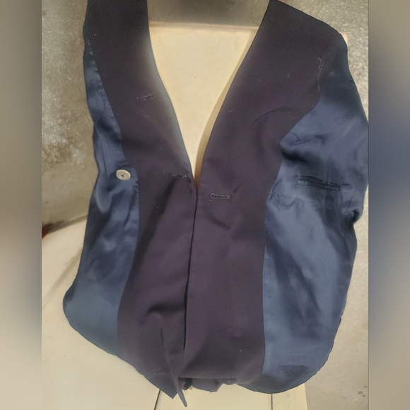 WOMEN Austin Reed Petite Double Breasted Navy 100% Worsted Wool Navy Blazer 10 - Picture 16 of 16